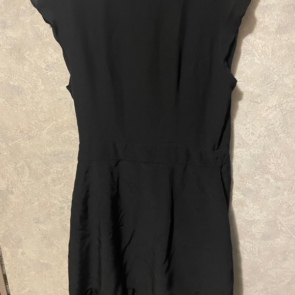 LOFT Black Women's Skort Romper Dress Tie Wrap Front Flirty Tulip Sleeves 10 - Picture 9 of 9